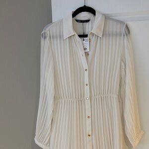 Zara Pleated Button-Down Dress